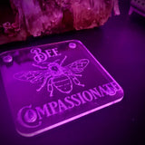 Bee awesome, kind, happy, compassionate acrylic coaster set