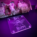 Bee awesome, kind, happy, compassionate acrylic coaster set