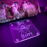 Bee awesome, kind, happy, compassionate acrylic coaster set