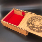 Tarot/Witchcraft/Wicca card box Magic Circle - oak veneer, velvet lined