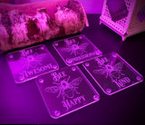 Bee awesome, kind, happy, compassionate acrylic coaster set
