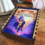 Tarot/Angel/Wicca card box sun and moon - oak veneer, velvet lined