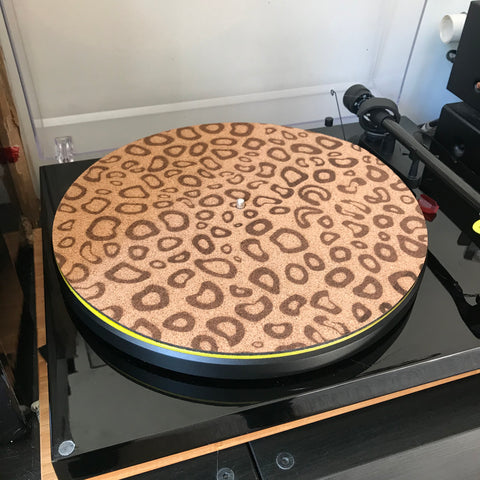 Cork Turntable Slip Mat  | Leopard Print