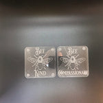 Bee awesome, kind, happy, compassionate acrylic coaster set