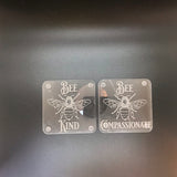 Bee awesome, kind, happy, compassionate acrylic coaster set