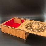 Tarot/Witchcraft/Wicca card box Magic Circle - oak veneer, velvet lined