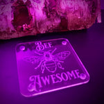 Bee awesome, kind, happy, compassionate acrylic coaster set