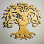 Tree of life Yggdrasil wall clock oak veneer wood
