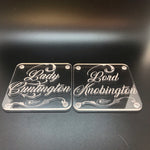 Lord Knobington and Lady cuntington coaster set