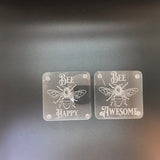 Bee awesome, kind, happy, compassionate acrylic coaster set