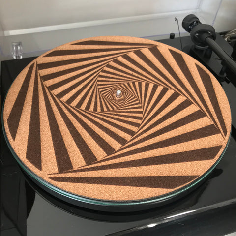 Cork Turntable Slip Mat | Spiral vortex