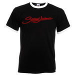 Steevi Jaimz Red border logo Mens T Shirt BLACK
