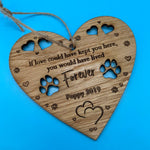 Personalised, Laser Etched,  Dog Memorial,  Wooden Heart, hanging decoration, Sign