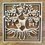 Family Tree of Life Box Kit Insert, Craft Kit 2. Laser engraved Plywood Hearts |