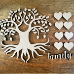 Tree of Life Family Kit 1, Craft Kit, Laser cut, 8 Free MDF Hearts, 1 free Family Name
