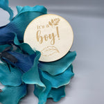 Baby Birth Announcement reveal Card, Discs, photo prop Boy or Girl