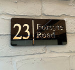Contemporary house name and number sign