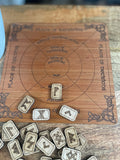 Rune casting board and 24 Elder Futhark rune set