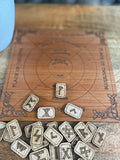 Rune casting board and 24 Elder Futhark rune set